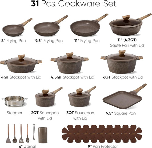 Carote 31-Piece Nonstick Cookware Set