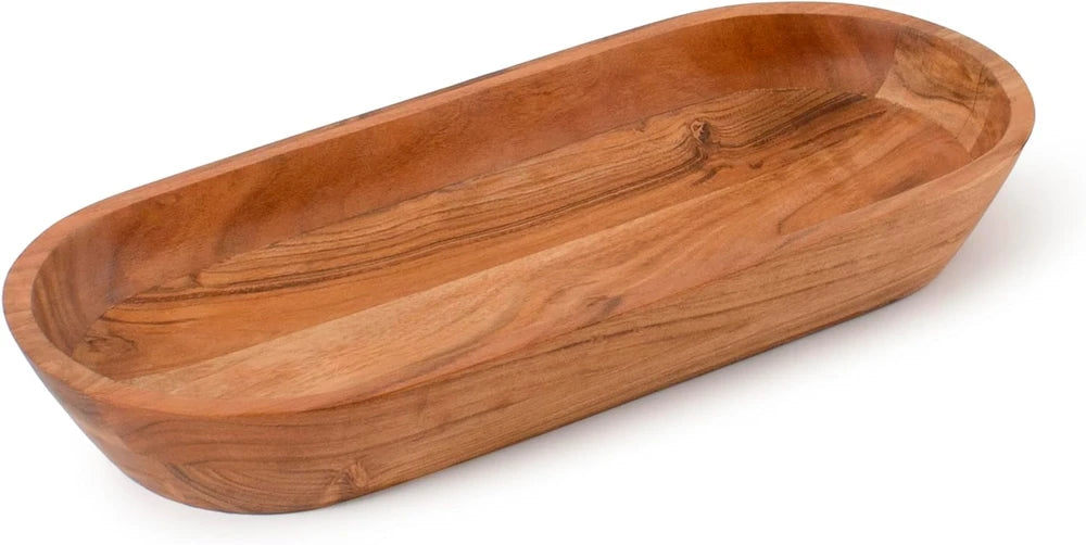 Hand-Carved Acacia Wood Dough Bowl