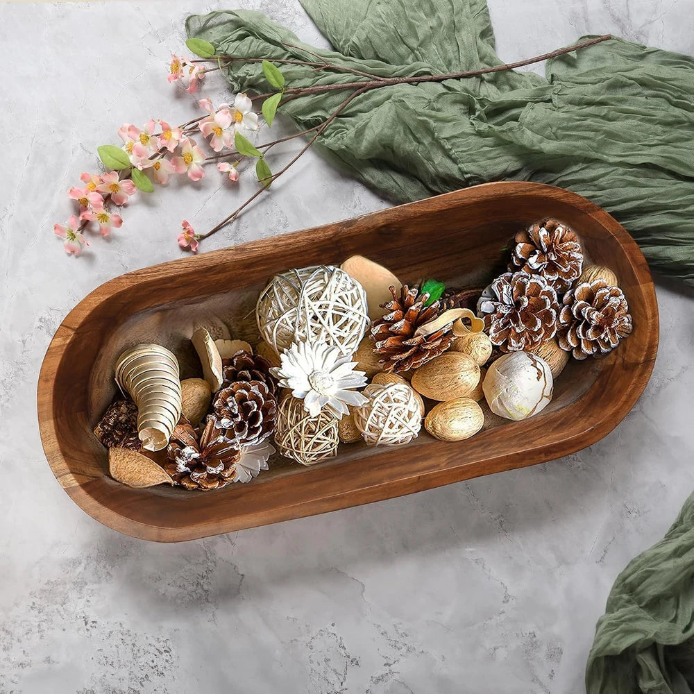 Hand-Carved Acacia Wood Dough Bowl
