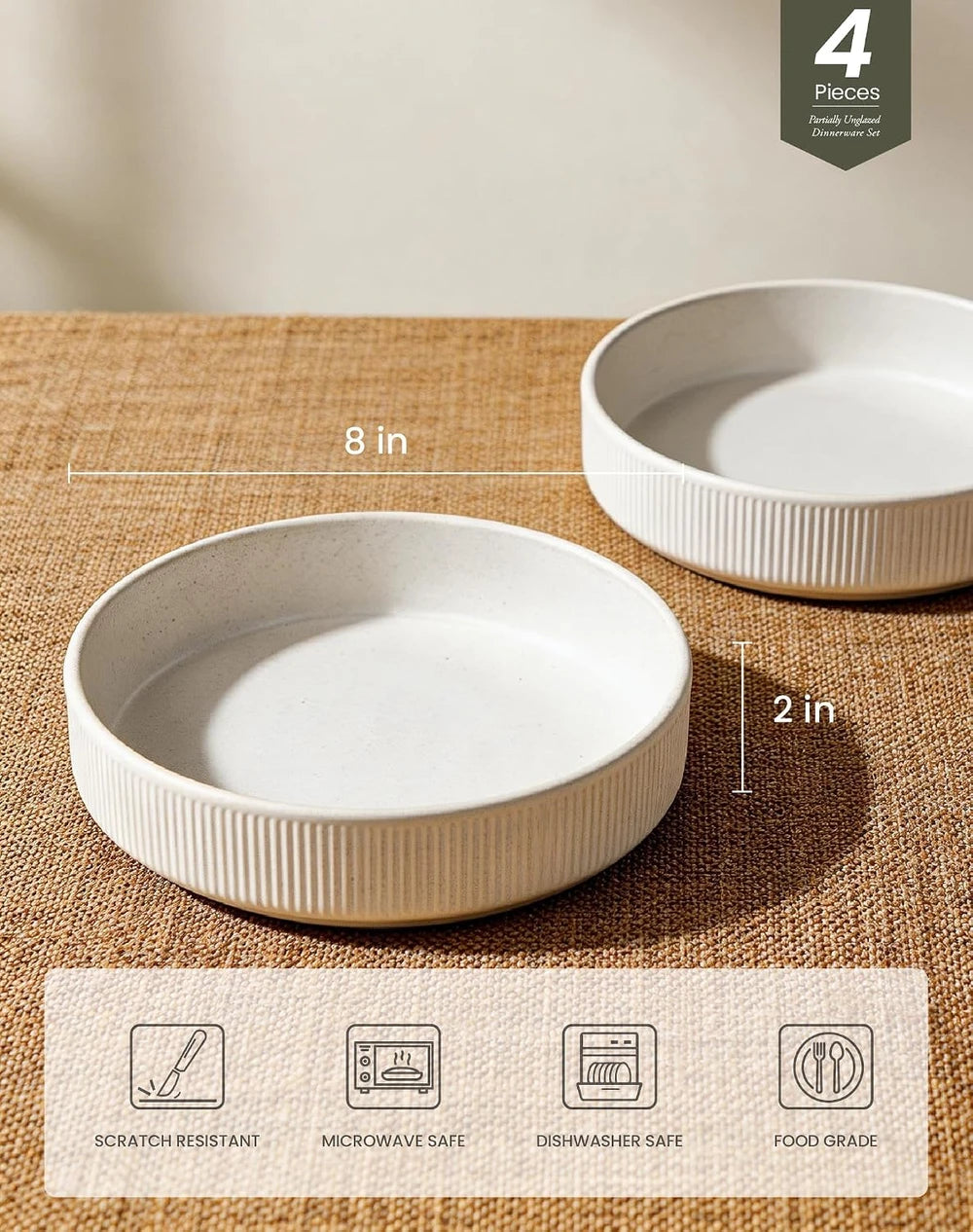 OTAGO Ribbed Stoneware Salad Bowls