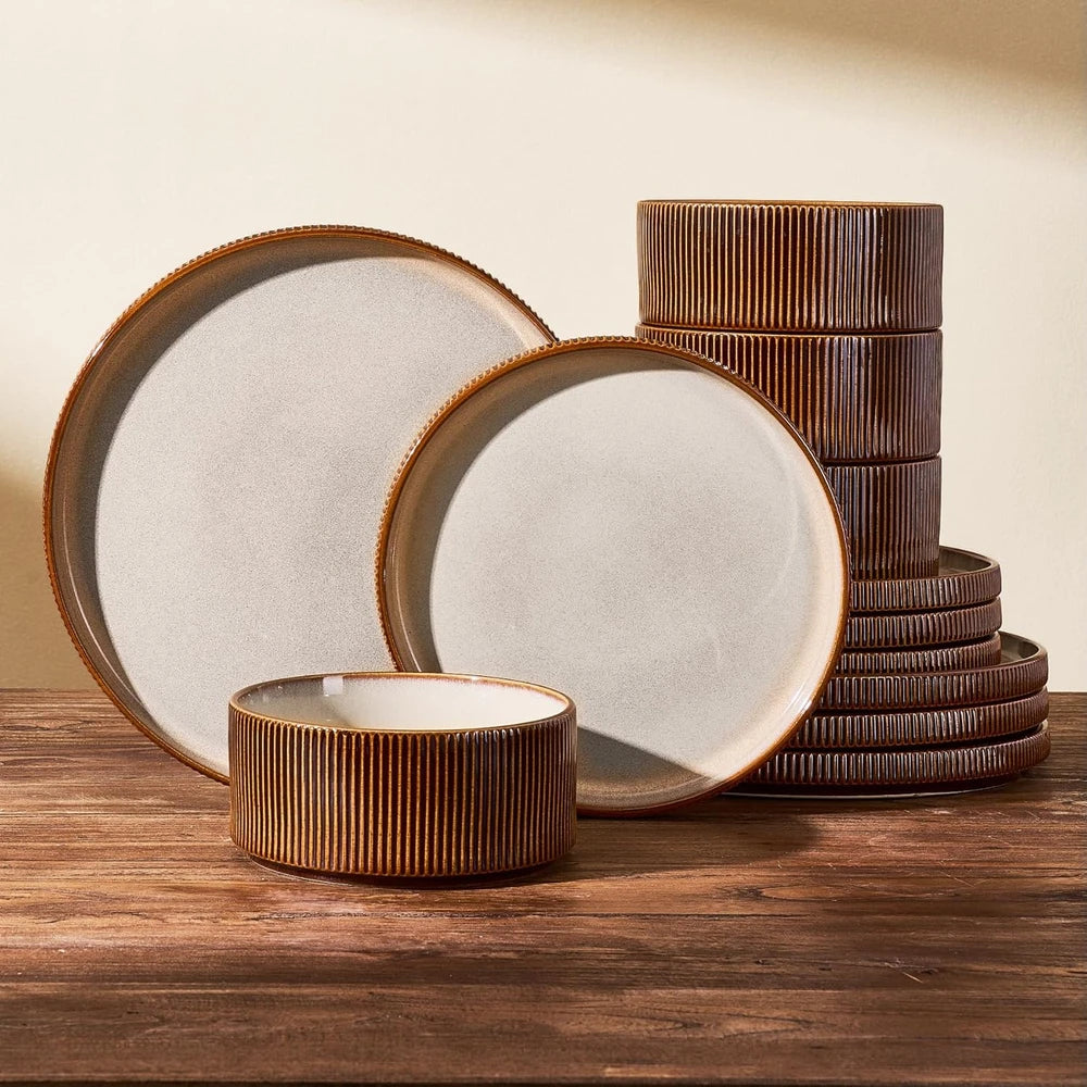 Handcrafted Cream Cocoa Stoneware Set
