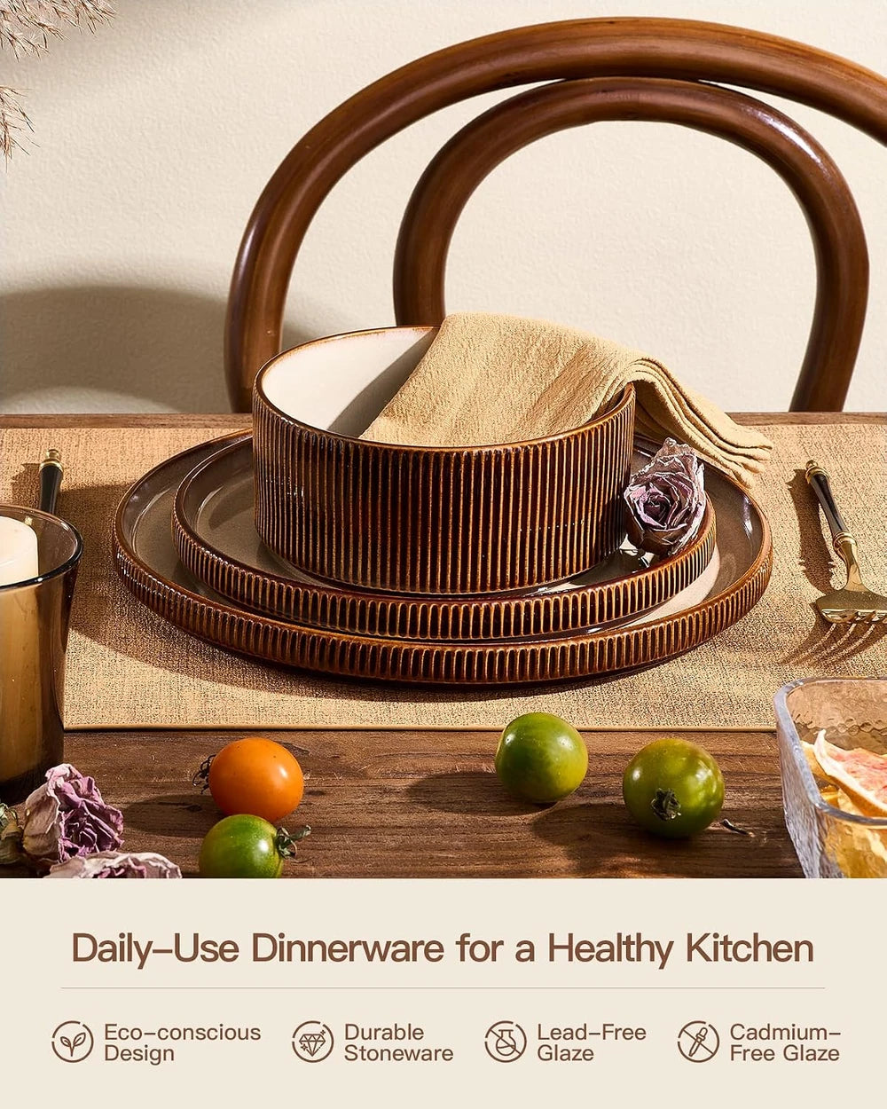 Handcrafted Cream Cocoa Stoneware Set