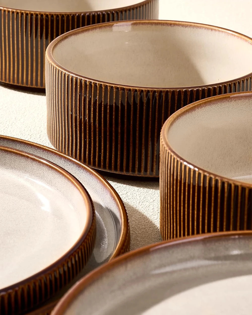 Handcrafted Cream Cocoa Stoneware Set