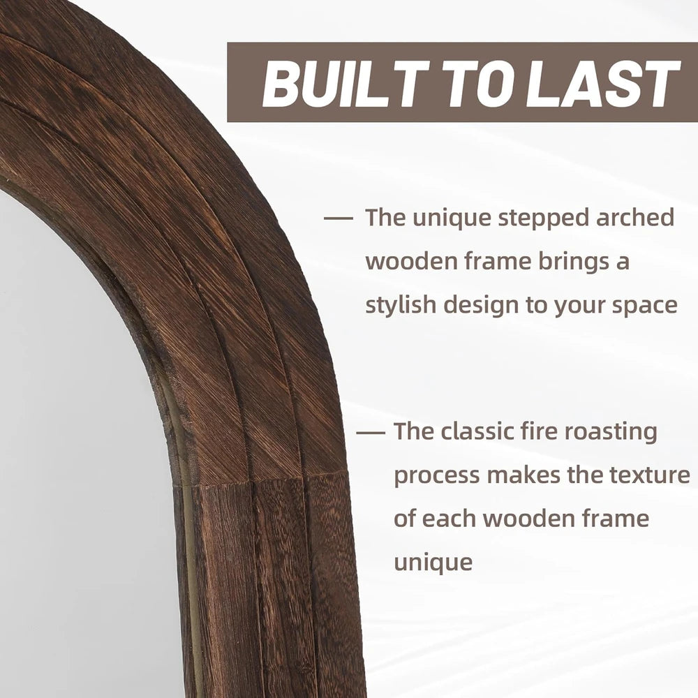 Rustic Arched Wood Full Length Mirror