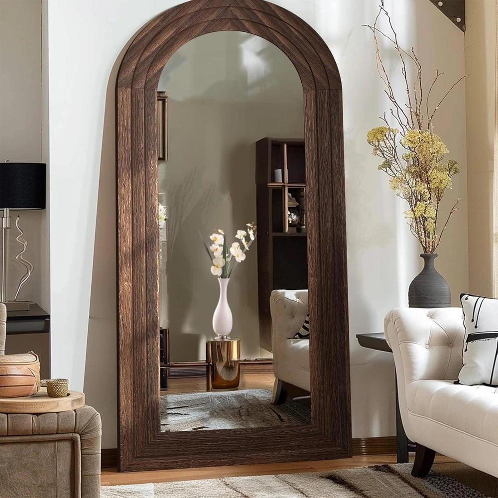 Rustic Arched Wood Full Length Mirror