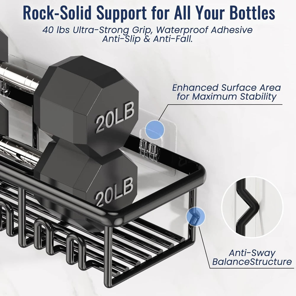 Adhesive Rustproof Shower Caddy Set