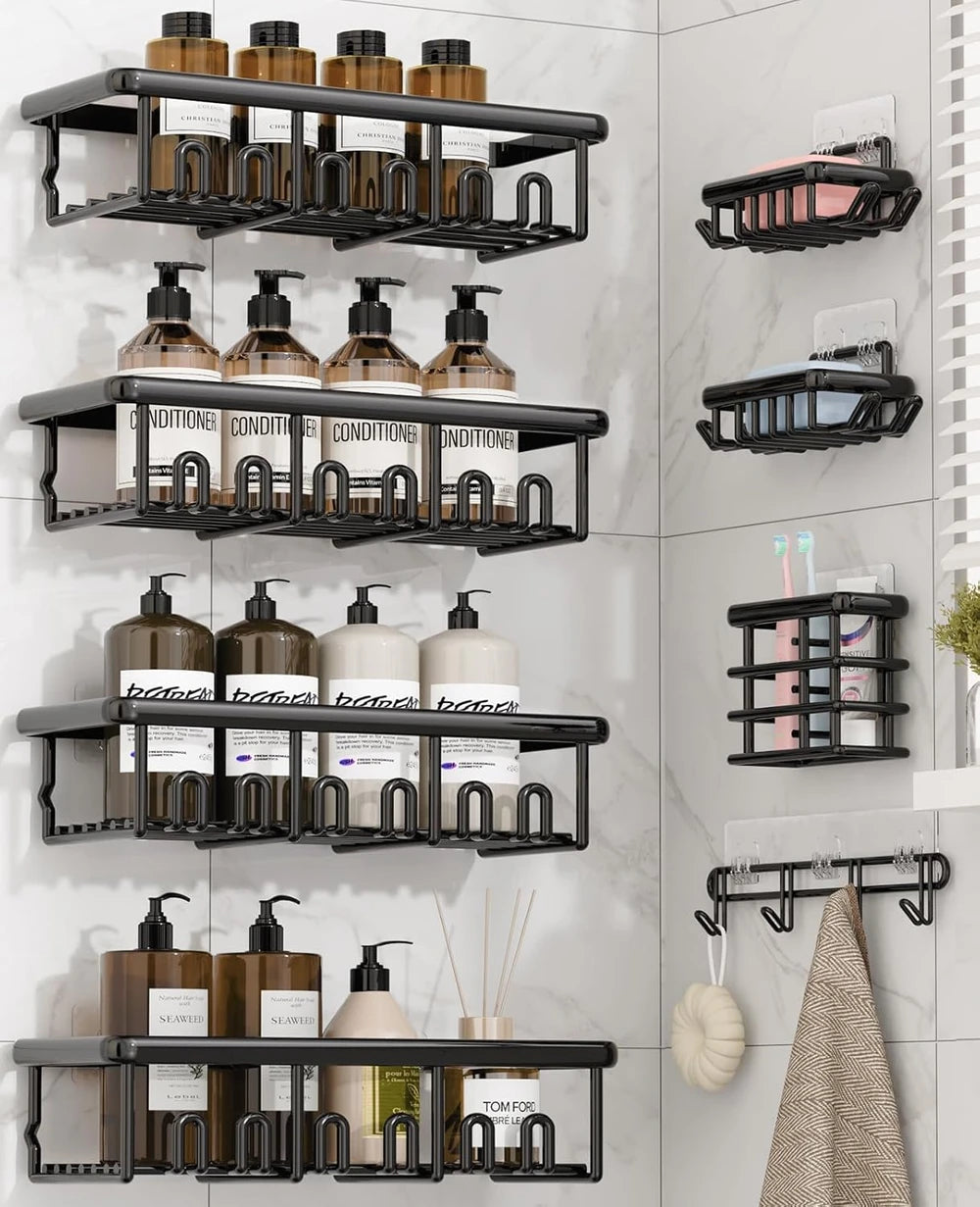 Adhesive Rustproof Shower Caddy Set
