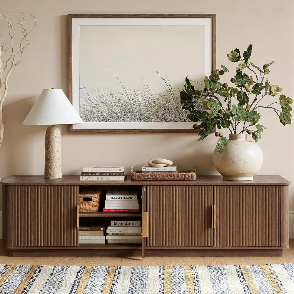 Mid Century Fluted Media Console