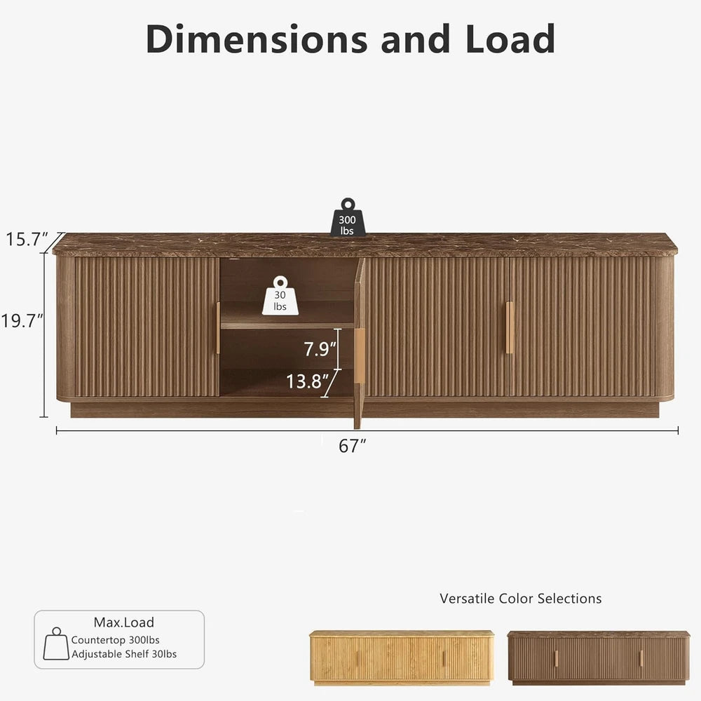Mid Century Fluted Media Console