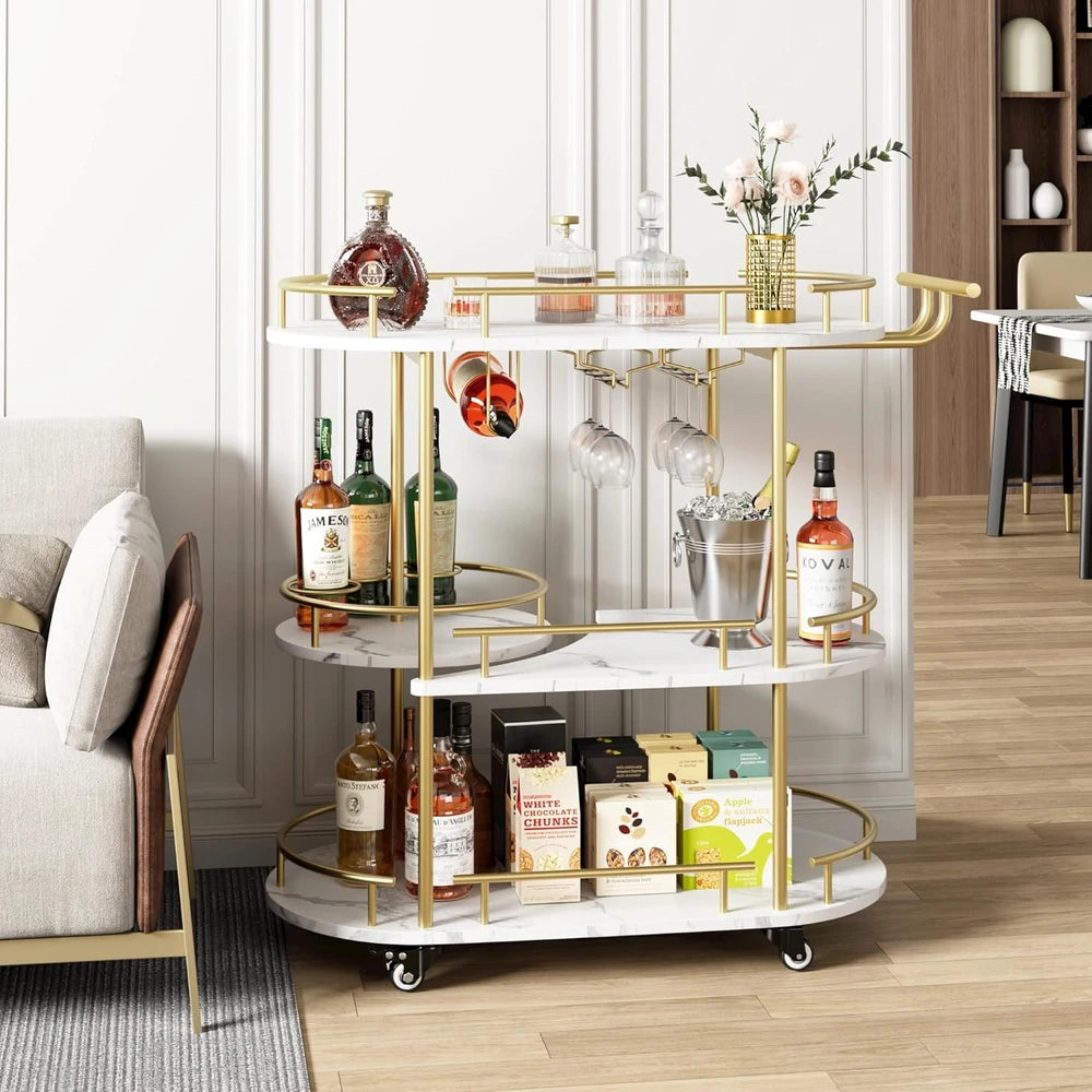 Mobile Three-Tier Serving Cart