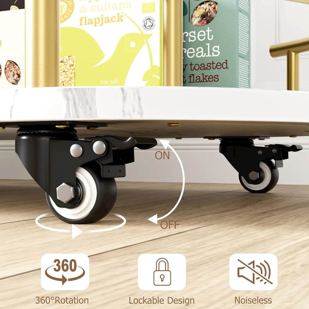 Mobile Three-Tier Serving Cart